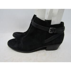 Sam Edelman Womens Sz 9.5 M Black Suede Zip Buckle Ankle Fashion Boots Bootie